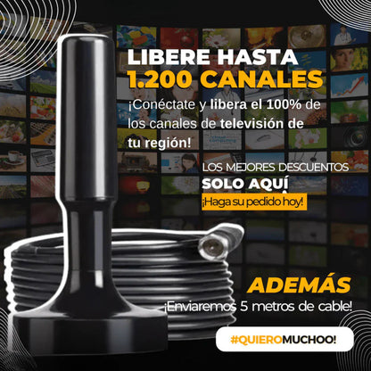 Antena HDTV 4K Universal TV™ UltraHD | +1000 Programas Gratis + Base TT Magnética Regalo 🎁