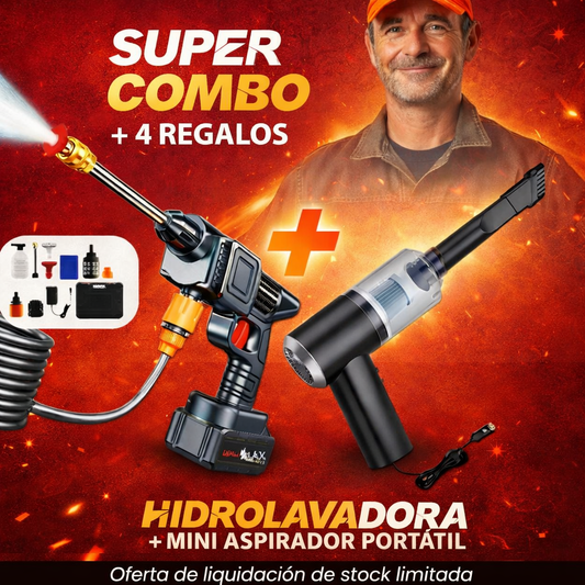 COMBO LIQUIDACIÓN : Hidrolavadora + (Aspiradora Portátil + Doble Batería + Maletín)