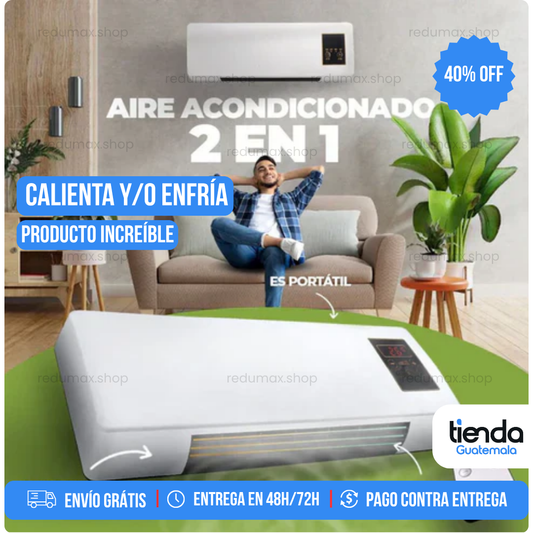Aire Acondicionado Portátil 2 en 1 Calor y Frio - Bajo consumo y Máxima Potencia